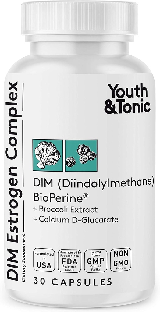 Youth & Tonic DIM BioPerine for Estrogen Metabolisme Support 
