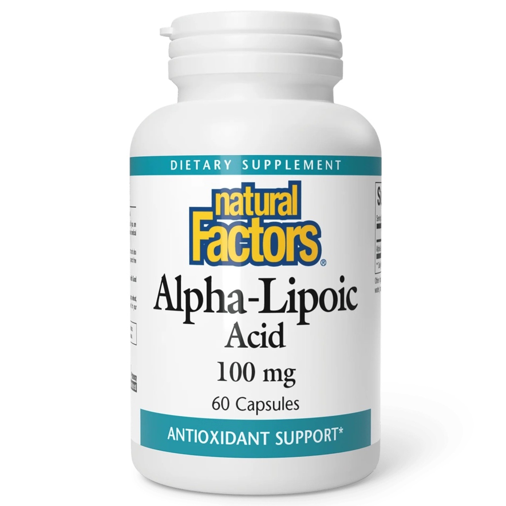 Facteurs naturels Acide alpha-lipoïque 100mg Capsules, 60-Conte