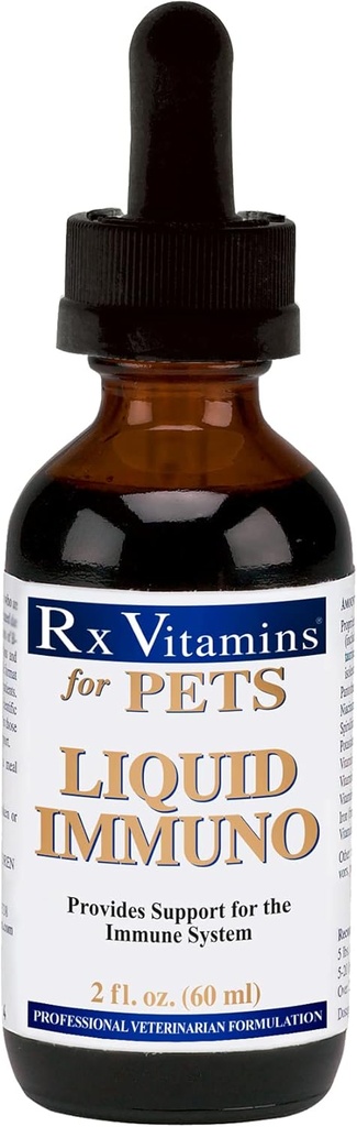 Rx Vitaminen Liquid Immuno Hond & Cat Immune Support - Reishi Mushroom Plus L-Lysine voor Katten - Honden Immuniteit Booster Supplement - Bacon smaak - 2 oz.