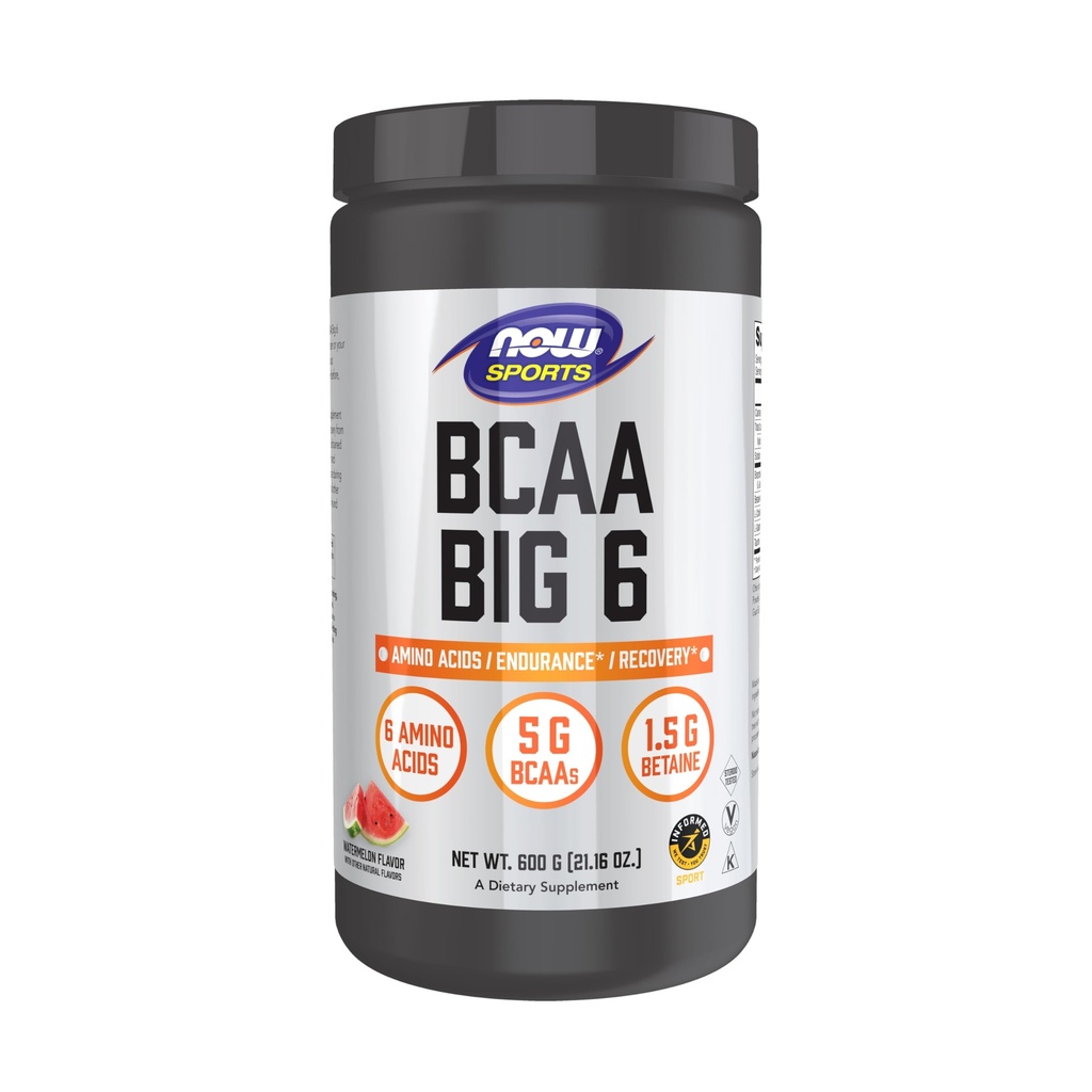 NOW Foods Sports Nutrition, BCAA (Branched Chain Amino Acids) Groot 6, Watermeloen smaak, 600 Gram
