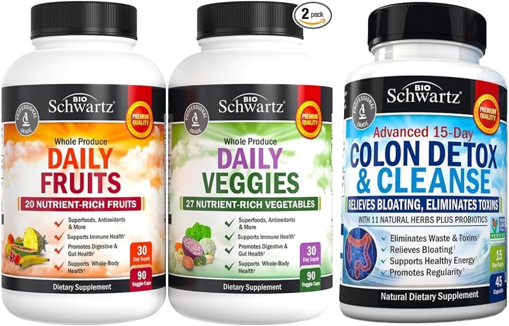 Dagelijkse vruchten en groenten supplement voor vrouwen en mannen (1 maand levering) Plus 15 dagen reiniging voor Colon en Gut Health