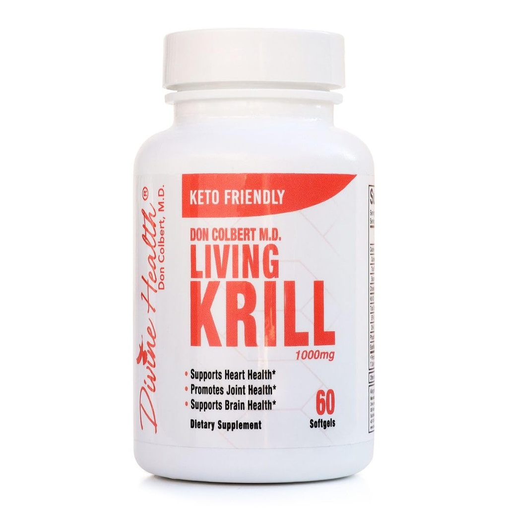 Divine Health Dr. Colbert, MD Living Krill Oil 1000mg Per Softgel Plus DHA & EPA 60 porties