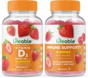 Levensvatbare vitamine D 5000 IE + Immune Support, Gummies Bundle - Grote Proeverij, Vitaminesupplement, Glutenvrij, GGO-vrij, Kauwgom