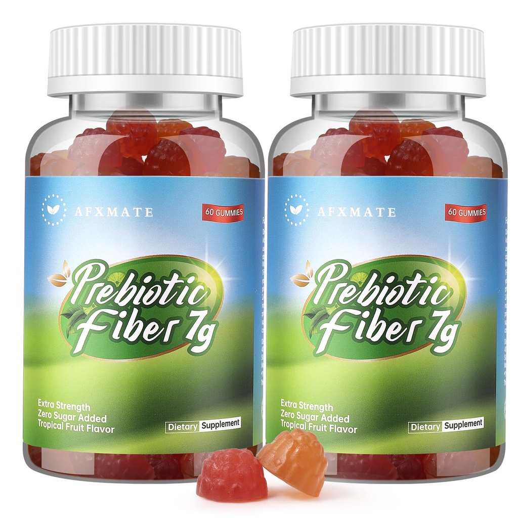 AFXMATE vezelsupplement Gummies voor volwassenen, 7 g Vezelsuikervrij Veganistisch & Glutenvrij - Digestieve gezondheid, regelmatigheid ondersteuning 120 Tel.
