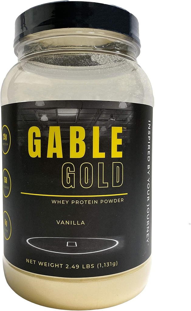 Silver Star Nutrition, Gable Gold Vanilla Wei Proteïne Poeder + MCT Olie & Inuline, geen toegevoegde suiker, 25 g eiwit per portie, 30 porties, 2,49 liter