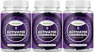 Geactiveerde Charcoal Pillen Detox & Cleanse - Zuiverende Coconut Capsules met 1200 mg per portie voor opblaashulp - Active Detoxification Supplement for Body & Gut Health - 90 Count - 3 Pack