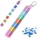 Pillendoos Organisator, Draagbare Weekly Pillendoos, 7 Dag 1 Times a Day Compartments Tablet Organisator Box, Regenboog Metalen Pillenhouder Waterdichte Pillendoos met Sleutelhanger voor Buiten Reizen Camping Werk