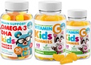 Omega-3 DHA Gummies & Vitamin C Gummies for Kids & Adults 