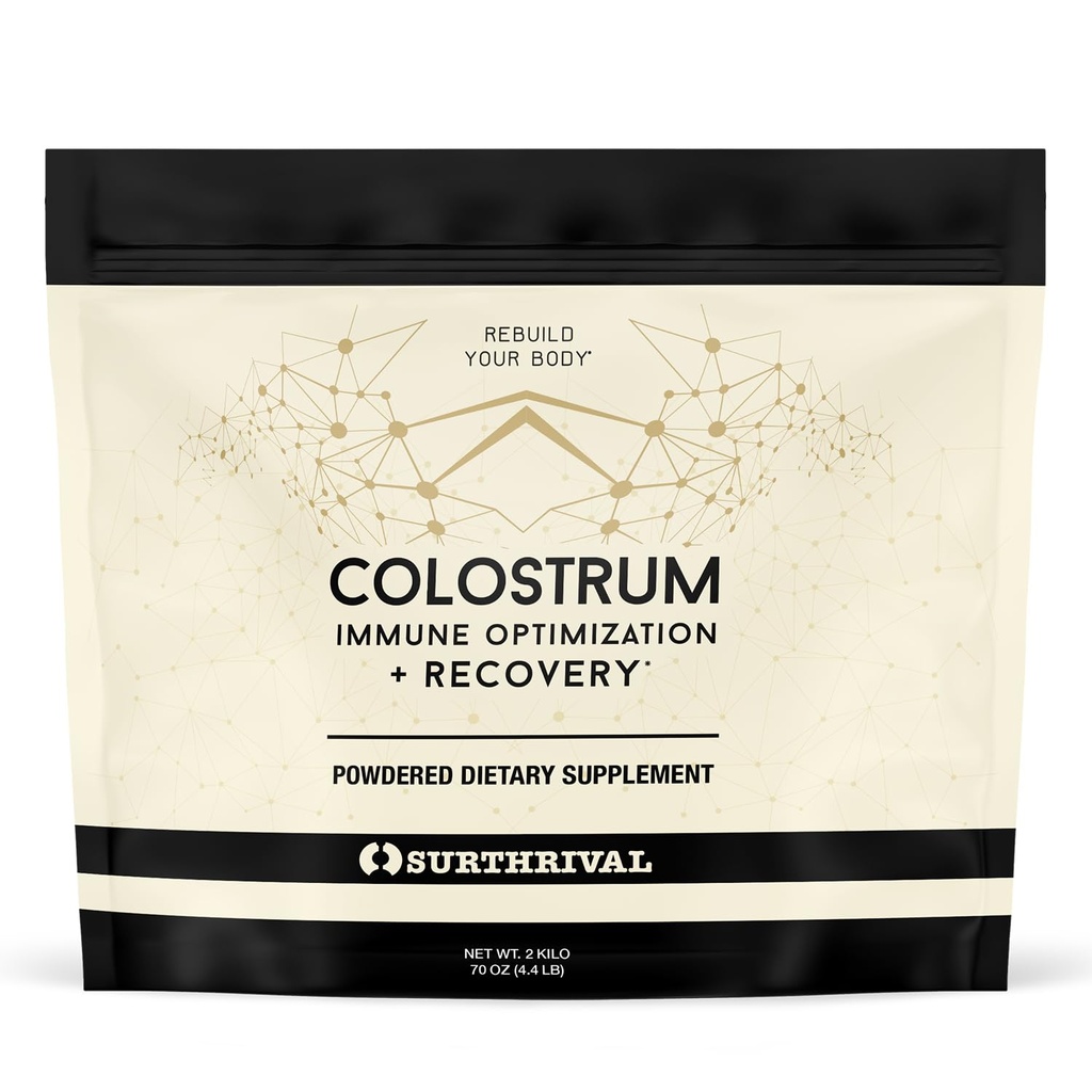 Surtrival: Colostrum Powder (2 Kilo, 4.4lbs), Immune Optimization & Recovery, Powdered Dietary Supplement, Gut Health, Immune Support, Keto Friendly