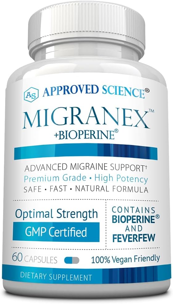 Goedgekeurde Science Migranex - Migraine & Hoofdpijn - Magnesium, koorts- 60 Capsules - Verpakking van 1 - Veganistisch