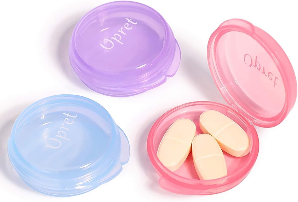 Opret Small Pill Box (3 Stuks), schattige pil geval Portable voor Pocket Portable Purse Shortcase Travel Pillen Box Medicine Storage Container Oorplug Case (Rose&Blue&Purple)