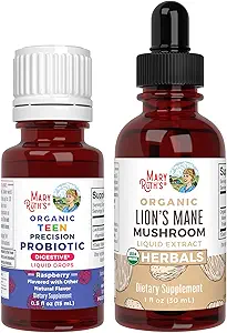 MaryRuth Organics Precision Probiotic Drops for Teens (Raspberry) & Lion's Mane Drops.