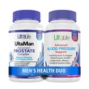 ULTALIFE Duo pour la santé des hommes - 2 bouteilles - Un complexe de soutien de la prostate avec Saw Palmetto & Beta Sitostérol et un supplément de pression artérielle élevée avec des capsules à action rapide de Berry à l'ail et à l'aurore pour hommes