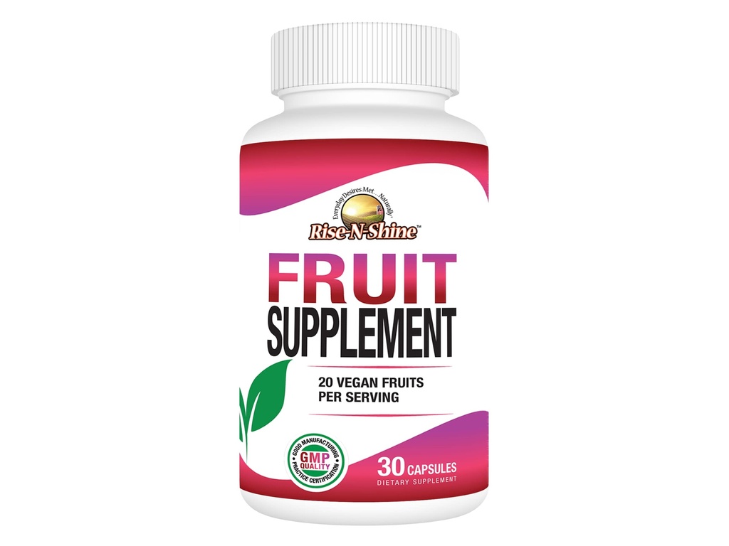 Supplément de fruits Rise-N-Shine avec 20 mélanges de fruits - Vitamines énergétiques pour les femmes et les hommes 30 jours (30 capsules)
