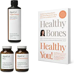 ALGAECAL Bundle - Bone Builder Pack, Calcium Supplement Vitamine D, K2, Strontium & Omega 3 Visolie met EPA & DHA & The Book by Lara Pizzorno Healthy Bones Healthy You