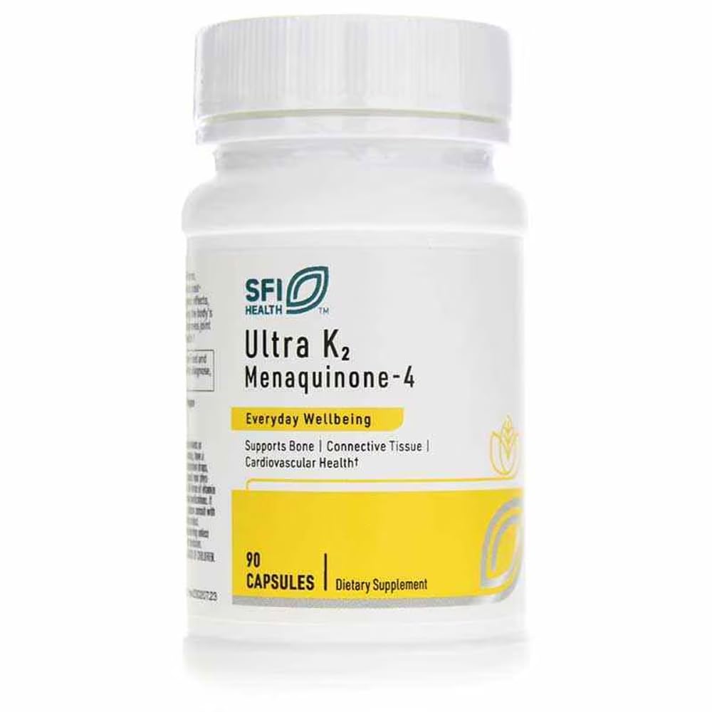 Klaire Labs SFI Health Ultra K2 Menachinon - 4 - Vitamine K2 Supplement met 15 mg vitamine K2 MK4 per capsule - Ondersteuning bot en cardiovasculaire gezondheid - hypoallergeen en veganistische vitamine K (90 capsules)