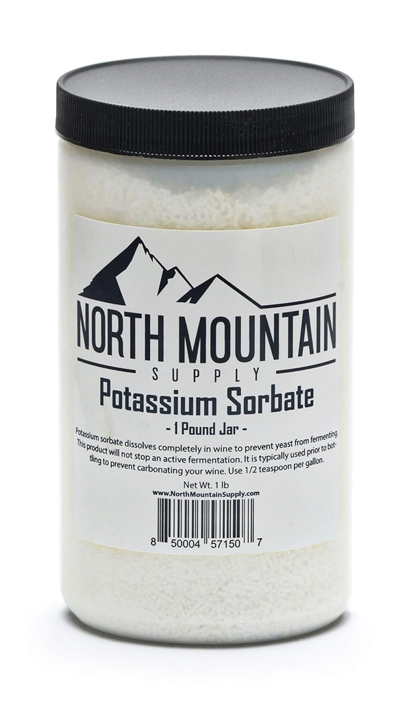 North Mountain Supply Food Grade Kaliumsorbate Stabilisator voor wijn, brouwen, en voedsel Breeksel 1 pond Jar