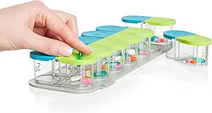 Organisateur de pilule hebdomadaire Sagely Smart XL - Sleek AM/PM Deux fois par jour Pill Box avec l'application de rappel de téléphone intelligent gratuit et des contenants de voyage de 7 jours (suffisamment pour adapter l'huile de poisson et suppléments de vitamine D)