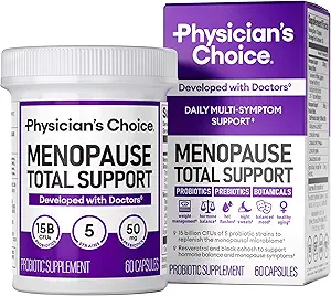 KEUZE voor artsen Menopauze Probiotische Supplement voor vrouwen - Ondersteunt Hormone Balance, Hot Flashes, Night Sweats, Weight Management, Bloating & Gut Health - met Black Cohosh, Resveratrol+ - 60ct