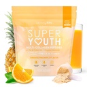 SkinnyFit - Collagène Super Jeunesse pour Femmes - Poudre de Peptides Multi Collagène - Probiotiques, Fibre, Acide Hyaluronique - Non OGM, sans gluten, sans sucre - Beauté - Ananas orange (28 portions)