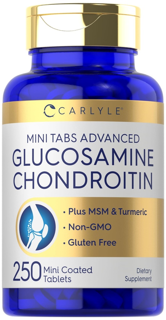 Carlyle Glucosamine Chondroïtine MSM-250 Mini Comprimés Formule avancée avec Turmeric-