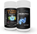 Intelligente labs 2-in-1 bundel van kinderen Probiotica (6 miljard CFU met Sunfiber en FOS) + volwassen probiotica (50 miljard CFU, 10 strengen), geen koeling nodig, 2 maanden levering per fles