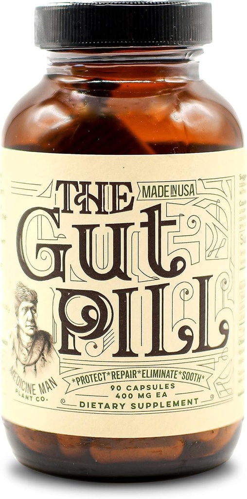 The Gut Pill 90 Capsules - Natural Gut Health Supplements for Women & Men for Leaky Gut Repair - Met Marshmallow Root Herb, Calendula Flower, Triphala Fruits, en Lactobacillus Acidophilus