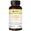 Vitamine World Kurkuma Curcumin 1000mg, BioPerine Black Pepper Extract voor betere absorptie, 95% Curcumaïden, Kurkuma Supplement voor Antioxidant & Gezamenlijke Ondersteuning, Glutenvrij, 60 Capsules