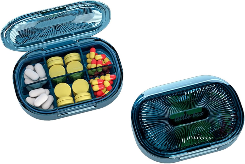Kleine pil Box, Vocht Proof pil geval, Travel pil Organizer voor Pocket Portable Medicine Vitamine, Visolie, Supplement (Blauw)