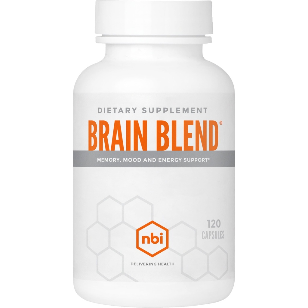 NBI Brain Blend for Memory, Focus, Concentration, Cognitive Function for Men & Women | Caffeine-Free with ALCAR, Alpha Lipoic Acid, Huperzine A, Turmeric | Nootropic | 120ct Capsules