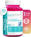 BIOVITARIA Vitamine B12 Capsules Methyl Cobalamine Supplement 1000mg Plant-Based Capsules - Ondersteuning Zenuwfunctie & Metabolisme Verrijkt met Tarwegras Spirulina bieten - 60 Vegan Caps