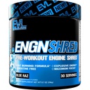 EVL Ultimate Pre Workout Powder - Thermogenic Fat Burn Support Preworkout Powder Drink voor duurzame energie Focus en uithoudingsvermogen - ENGN Shred Intense Create Free Preworkout Drink Mix - Blue Raz