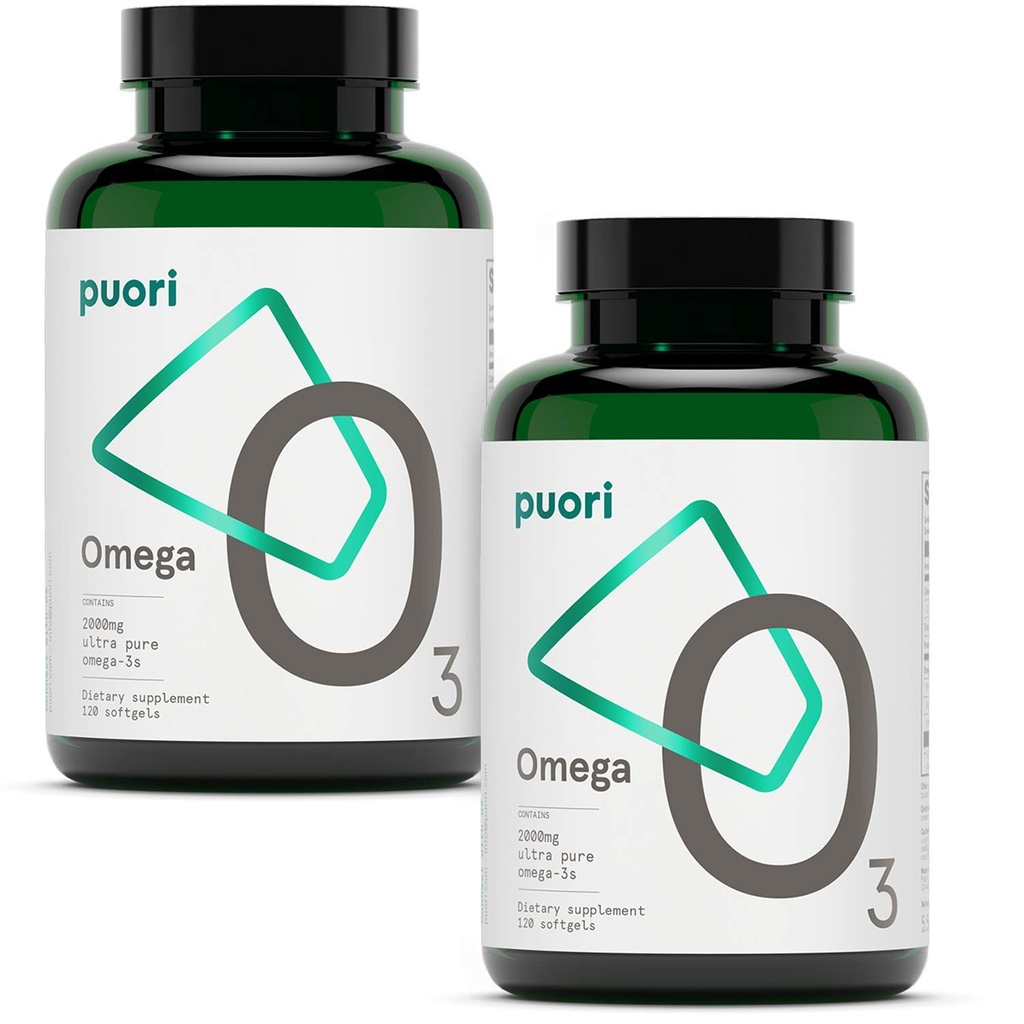 Puori Omega 3 Fish Oil Supplement - Ultra Pure & Burpless Wild Caught Fish Oil with 2000mg Omega 3 Fatty Acids,1250mg EPA & 500mg DHA Supports Heart, Brain & Eye Health - Ifos Certified - 240 Softgels