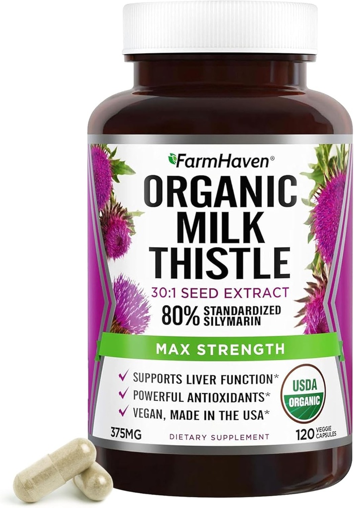 FarmHaven Silymarin Lait Capsules de chardon de 375mg Strength.