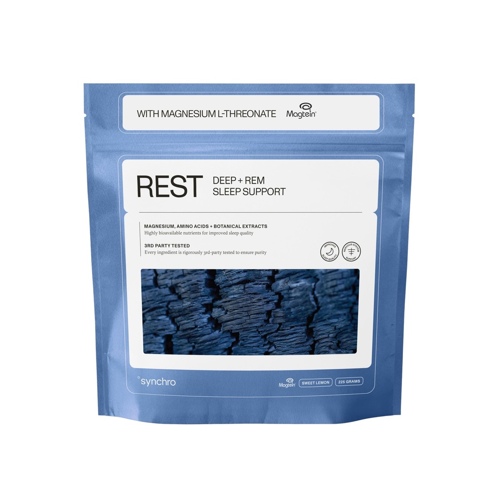 Synchro - rust slaapsupplementen, ontspannen slaapmiddelen voor volwassenen, poeder magnesium supplement voor diepe slaap ondersteuning, nachtelijke drank slaapsupplement, zoet citroen smaak, 210 Gram