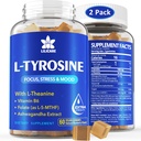 L Tyrosine Gummies 1100mg Mood Support Blend, with Ashwagandha, L-Theanine, Vitamine B Complex B6, Folate(Vitamine B9), Focus & Memory, Cognition & Brain Function, Energy Boost, Stress Support, 2Pc/120ct