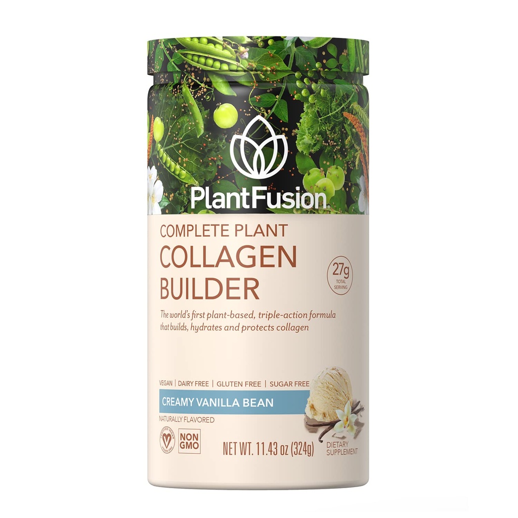 PlantFusion Vegan Collageen Powder - Plant Based Collageen Protein Powder for Muscle & Joints, Hair, Skin & Nails - Keto, Gluten Free, Soy Free, Non-Dairy, No Sugar, Non-GMO - Vanille 11.43 oz
