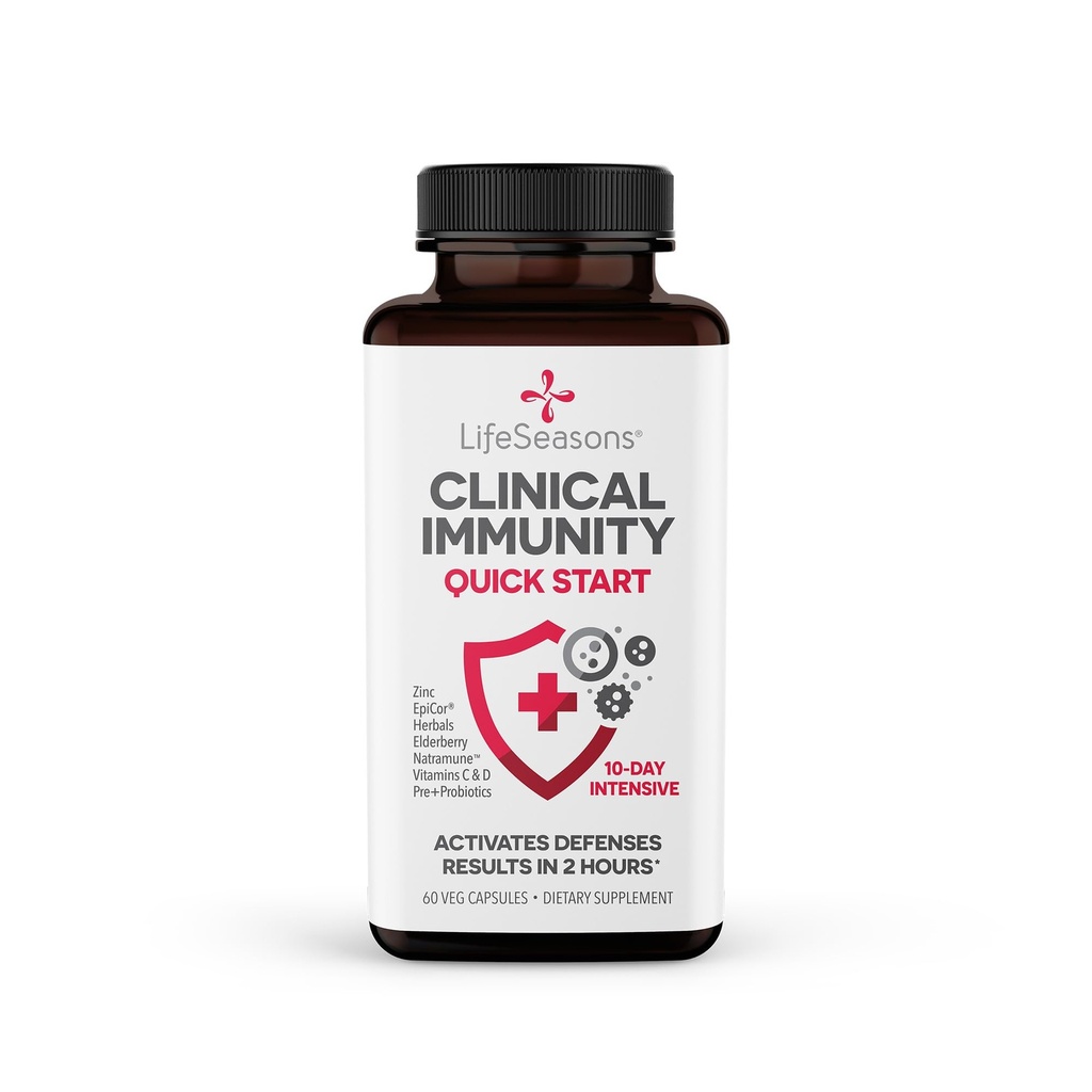 Clinical Immunity - Quick-Start - Immune System Support - Rapid Immunity Response - Boosts Antibodies, B + T + NK Cells, Neutrophils & Macrophagens - Black Elderberry & Pre + Probiotics - 60 Capsules