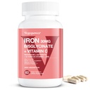 Iron Bisglycinate Supplement for Women & Men - 30mg Iron Pillen with Vitamin C, B12, Folic Acid - Chelated Iron for Anemia, Health Blood - High Absorptie, Gluten-Free, Non-GMO - 60 Vegan Caps