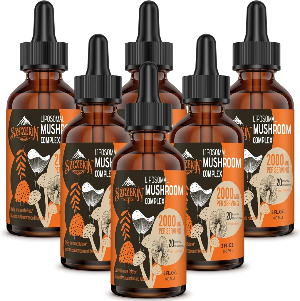 Liposomal Mushroom Complex Drops 2000 MG - 20 Biologische Paddestoelen Extracten - Advanced Liquid Formula for Immunity, Cognitive and Memory - Lions Mane Supplement, Reishi, Cordyceps, Chaga, 180 Servings