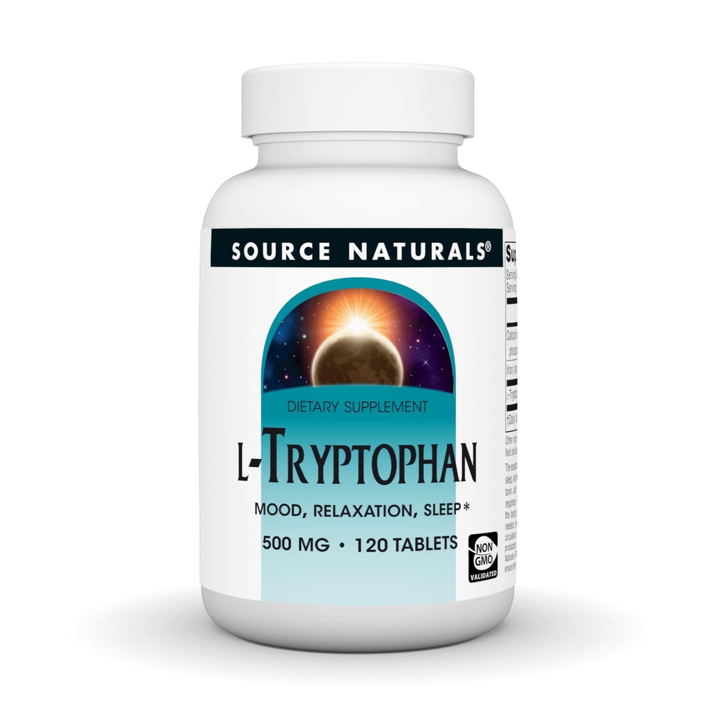 Bron Naturals L-Tryptofaan, voor Mood, Relaxatie en Slaap*, 500mg - 120 tabletten