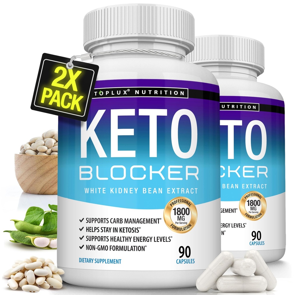 Toplux Keto Blocker Pillen Witte Nier Bean Extract - 1800 mg Natuurlijke Ketosis, Ondersteuning Keto Diet, voor mannen Vrouwen, 90 Capsules, Supplement