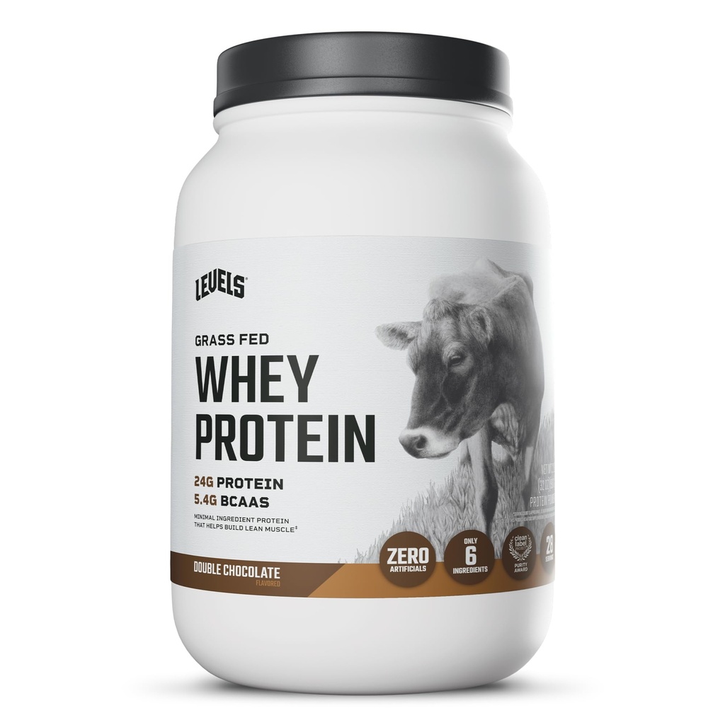 Niveaus Gras Fed Wei Proteïne Poeder, Geen Kunststoffen, 24G eiwit, dubbele chocolade, 2LB