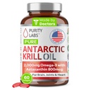 Zuiverheid Labs Antarctische Krillolie 2000mg Omega-3 met Astaxanthine 800mcg Supplementen ter ondersteuning van het geheugen- Rijk aan Omega 3, vetzuren, DHA, EPA & Fosfolipiden - 60 Softgels
