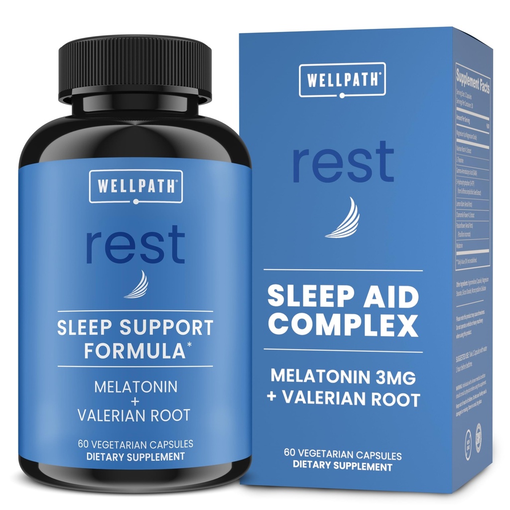 WellPath Rest Valeriaan Root Slaaphulp voor volwassenen met Melatonine & L-Theanine 