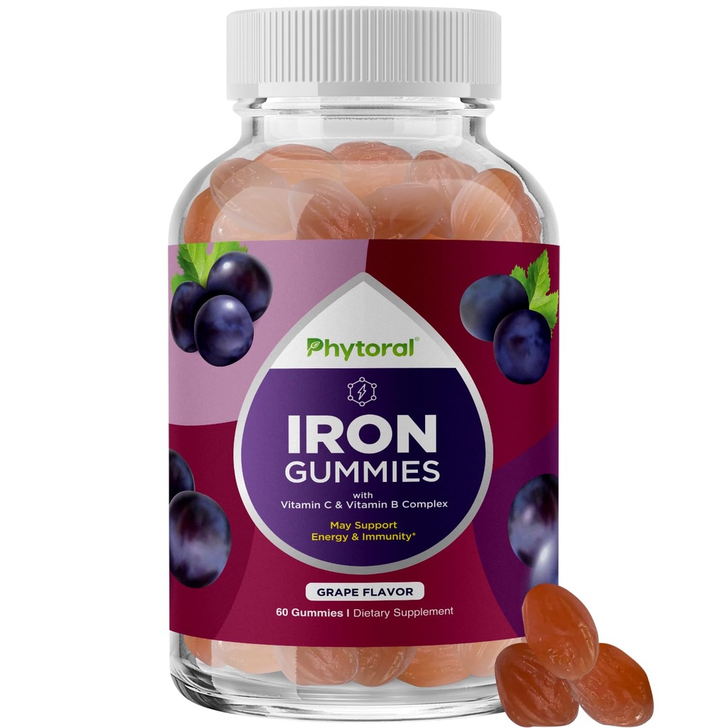 Natuurlijke Multivitamine Iron Gummies voor volwassenen - Volwassen Gummy Vitaminen met ijzer en energie Boost B Complex Vitaminen - Gummy Supplement en Mental Clarity Focus Multivitamine