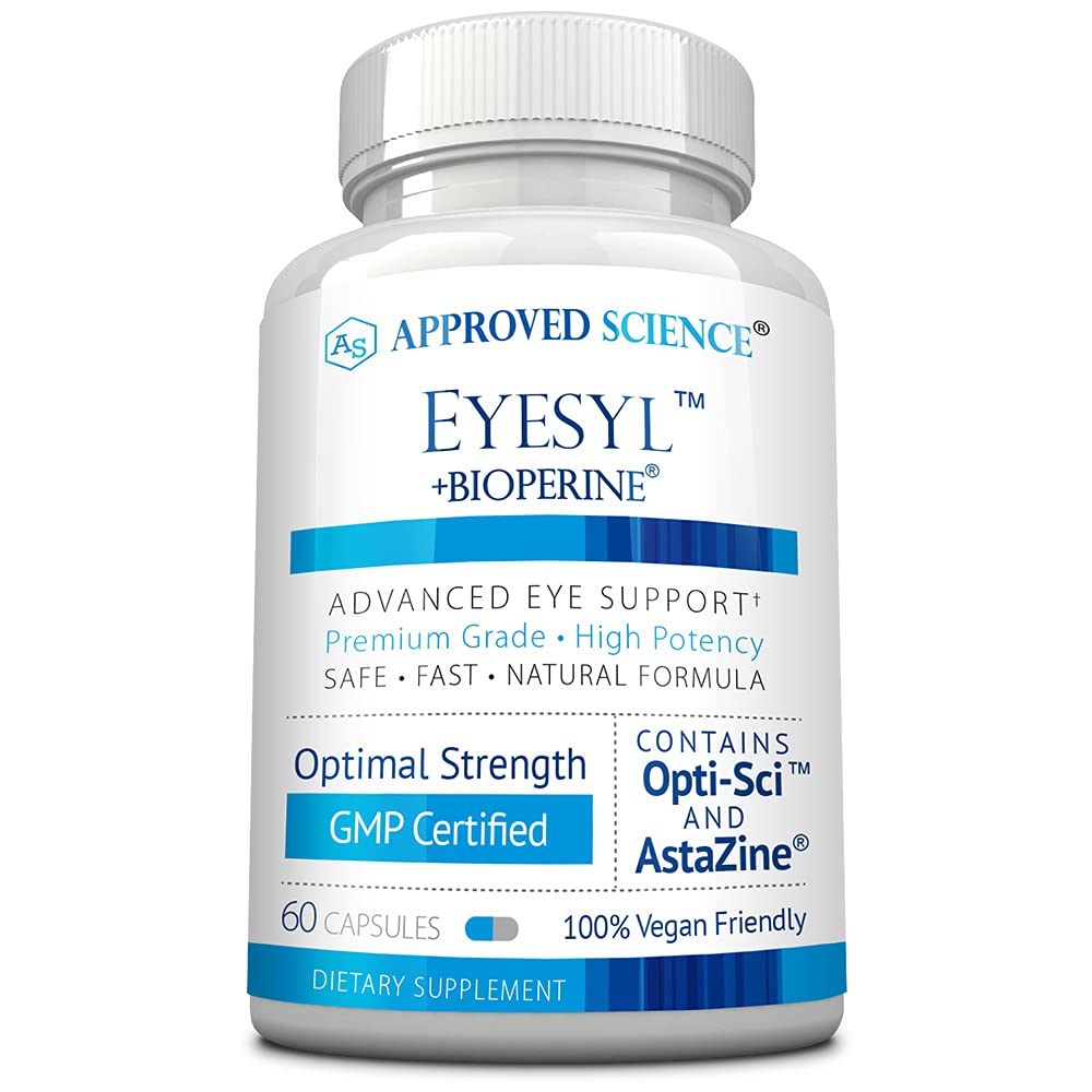 Goedgekeurde Science EyeSyl - Eye Support Supplement - Chroom Picolinaat, Taurine, Lutein, Zeaxanthine, Blauwe bosbes, BioPerine - 1 maand levering - 60 capsules - Made in The USA