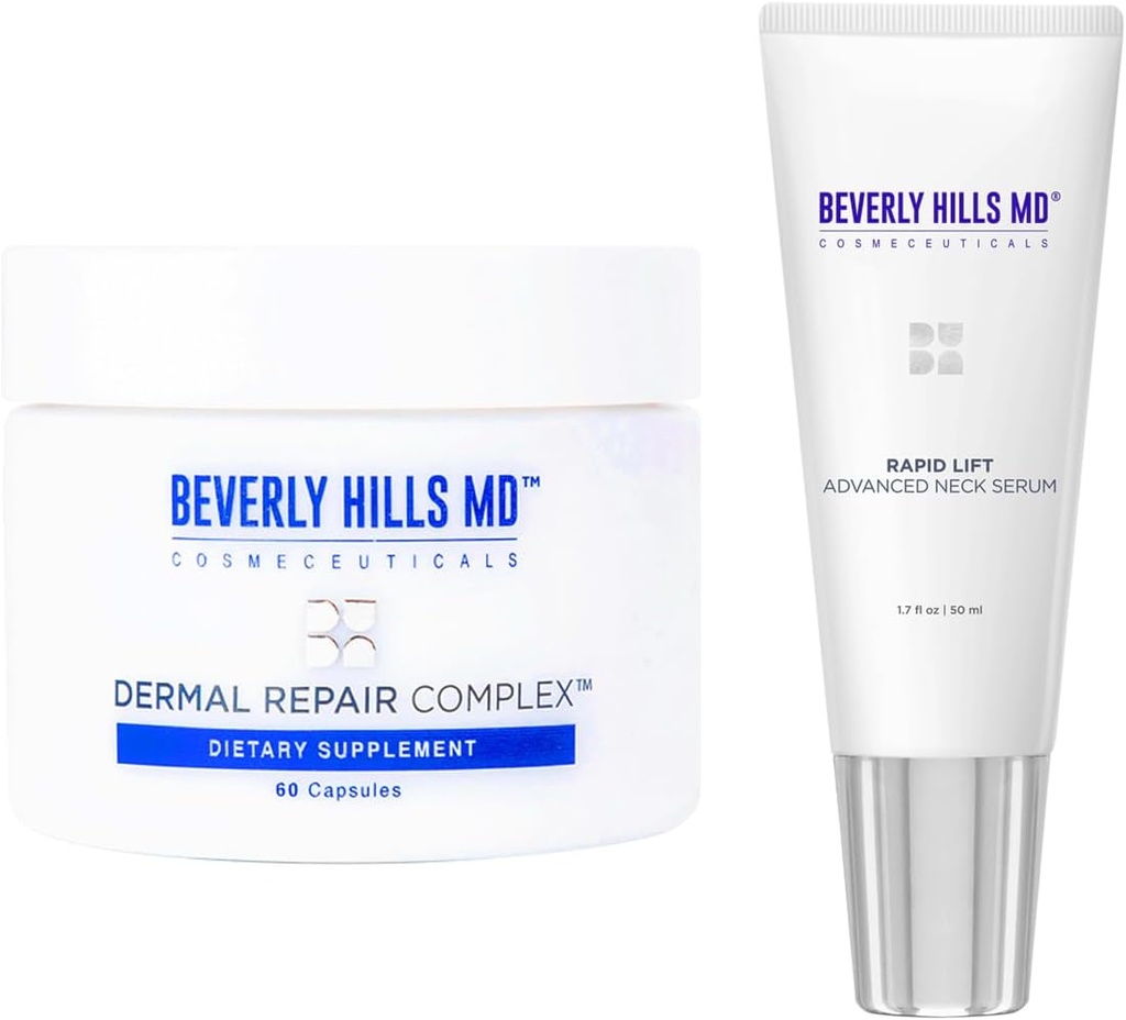 Beverly Hills MD Neck & Body Combo Regimen Bundle- Complexe de réparation cutanée et rapide Lift Neck Advanced Serum- aide avec/Hydration, apparence de vieillissement de la peau, rides, lignes fines et soutien collagène
