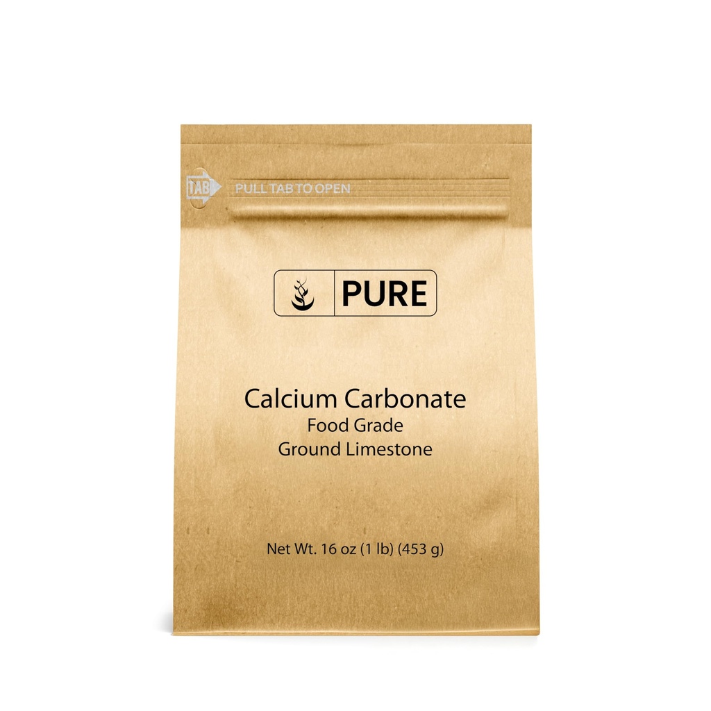 Pure Original Ingrediënten Calcium Carbonaat (1 lb) Dieetsupplement, Voedselconservatief, Zuurneutralisator