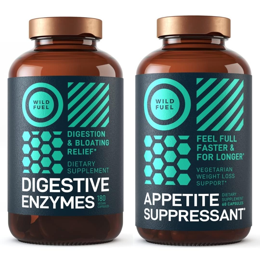WILD BRANDSTOF Digestief Enzyme en Apetite Suppressant Dieet Bundel